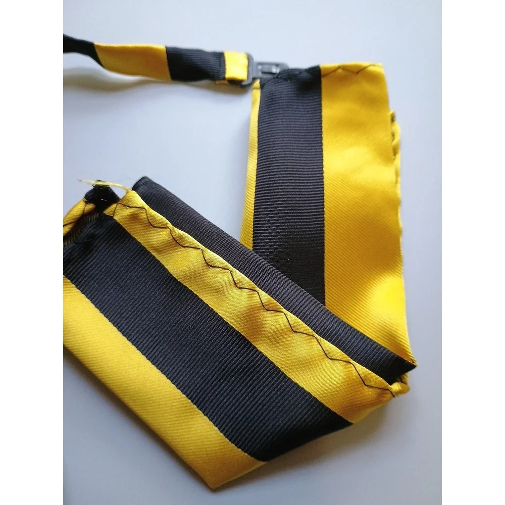 Boys Easy‎ Zipper Tie / Pocket Square Set (One Size) Black Yellow Repp Tie